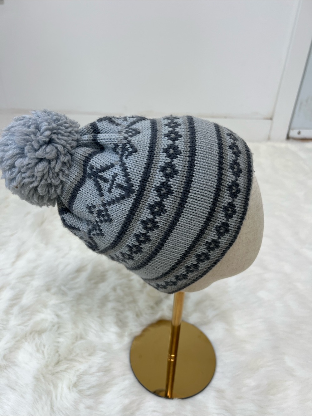 Vintage 100% Wool Hat Made in Canada Gray Knit Warm Winter Hat unisex
